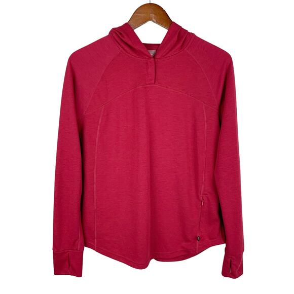 Mountain Hardwear Hoodie Pullover Sweatshirt Red Pocket Thumbholes Women's M - Picture 1 of 8